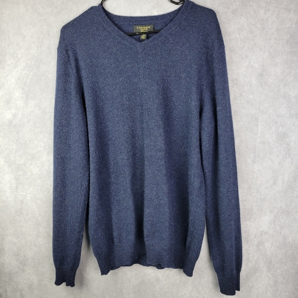Club Room Luxury Men’s 100% Cashmere V-Neck Sweater Blue - Size M - Picture 1 of 7